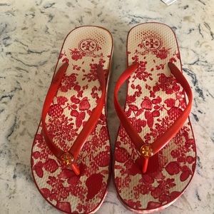 Tory Burch wedge flip flops GUC 9.5